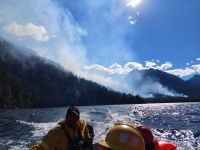 Incendio de lago Martin: estiman que el fuego podría ir hacia el Manso
